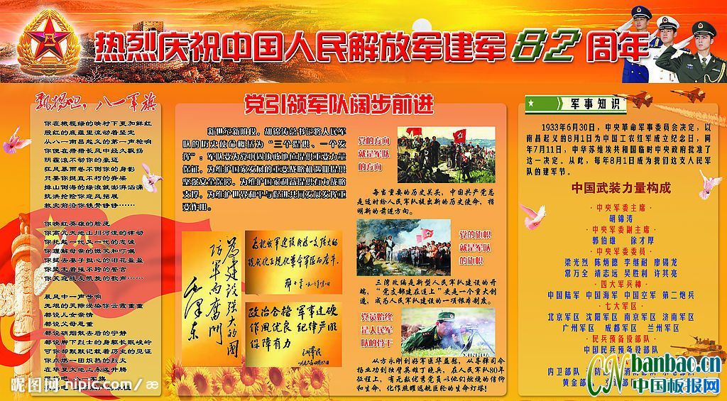2010年庆祝中国人民解放军建军83周年板报