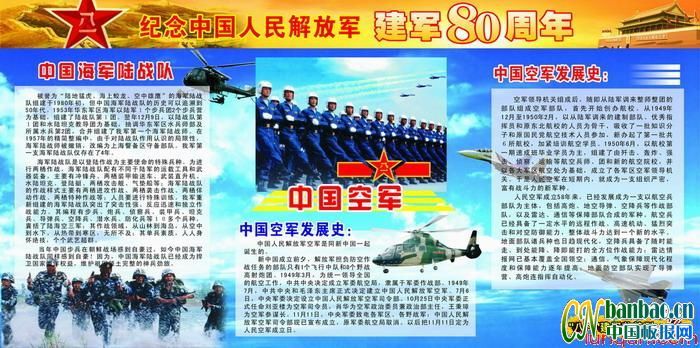 八一纪念中国人民解放军建军80周年专题黑板报：中国空军