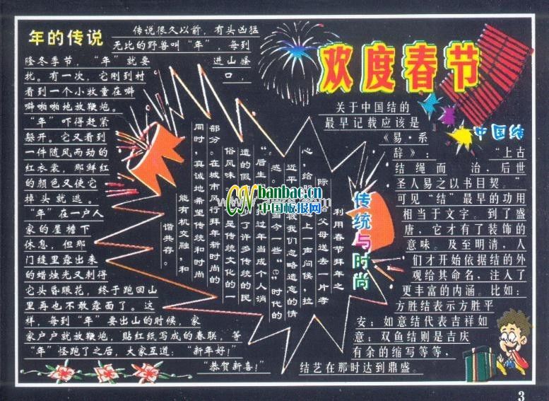 虎年春节黑板报设计