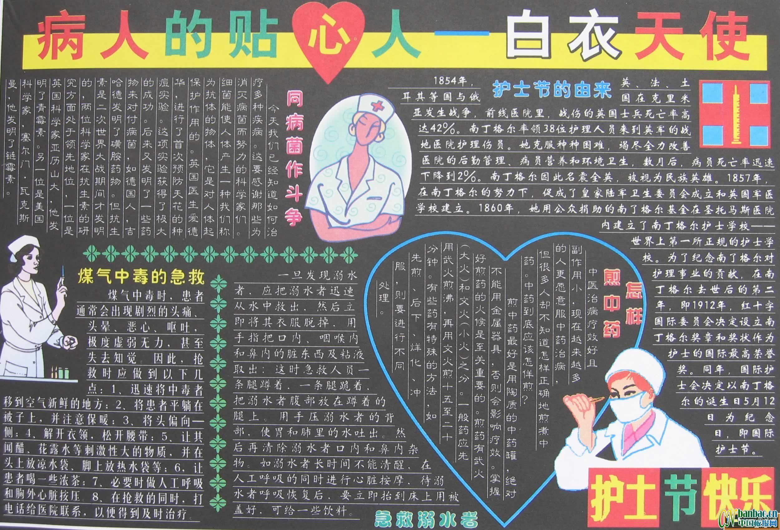 庆祝5.12国际护士节黑板报设计：病人的贴心人－－白衣天使
