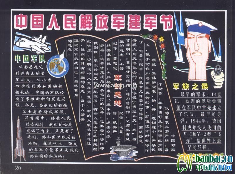 庆祝中国人民解放军建军节黑板报设计