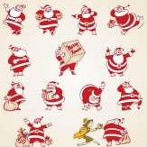 2014圣诞老人彩色简笔画-圣诞老人的姿态