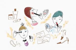 板报插图：化妆的女人