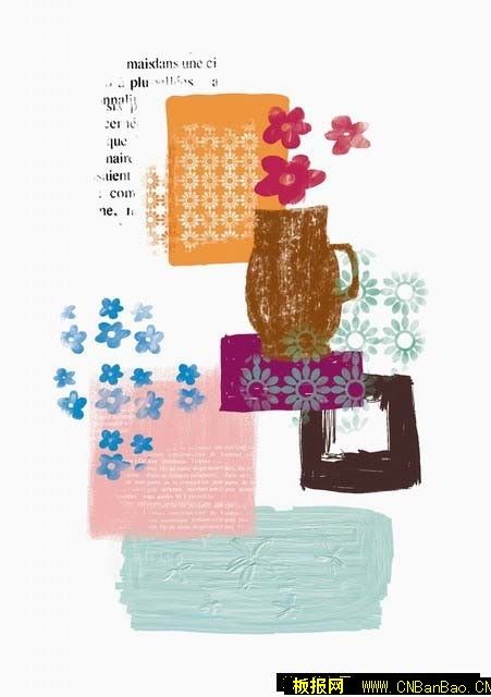 手抄报插图：水壶与花