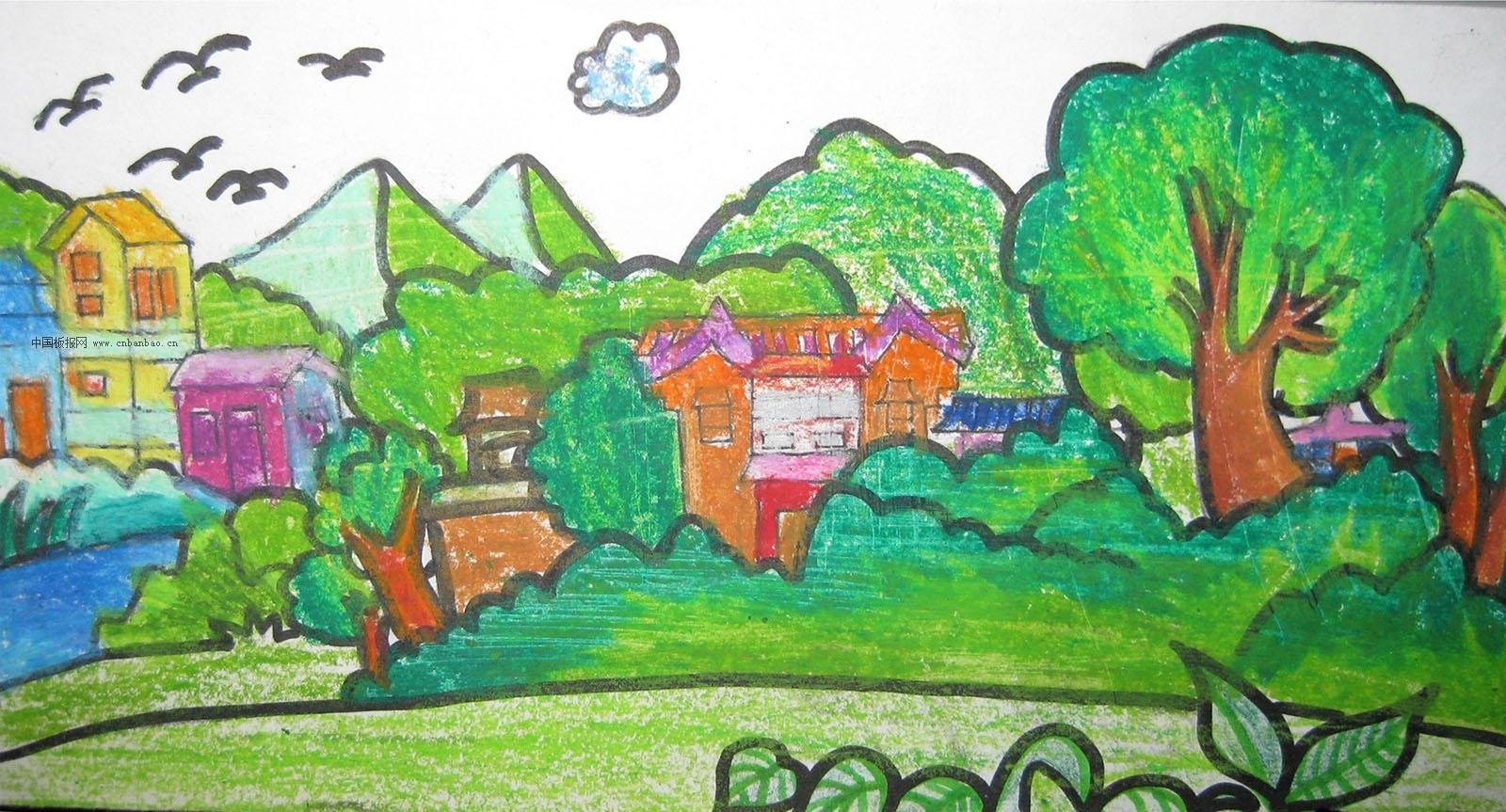 梦想的家园儿童画,梦想的家简笔画,梦想的家园简笔画图片_大山谷图库