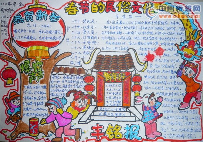 春节的民俗文化手抄报版面设计图