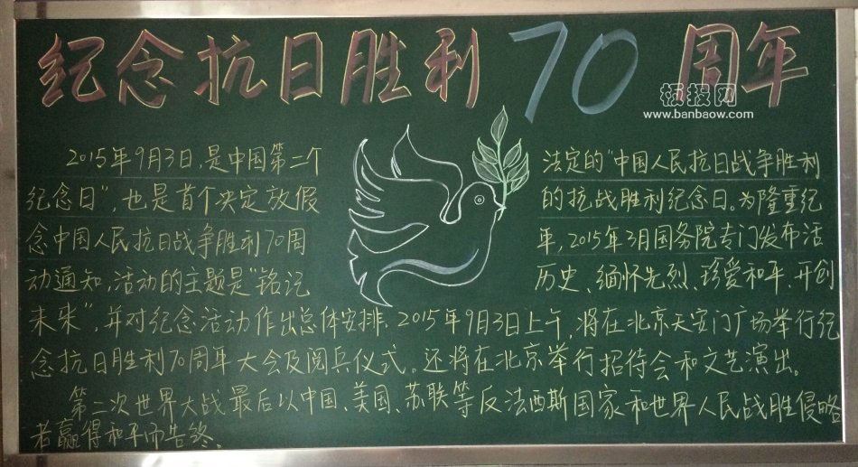 中国抗日战争胜利70周年黑板报