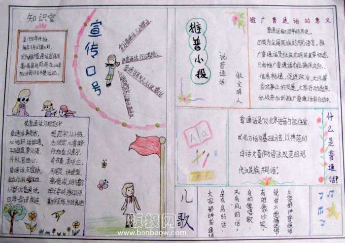 小学生推广普通话推普主题手抄报图片