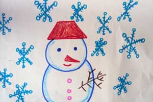 简单的雪人儿童水彩画