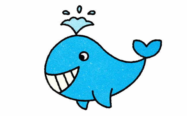 蓝鲸鱼简笔画步骤图片大全