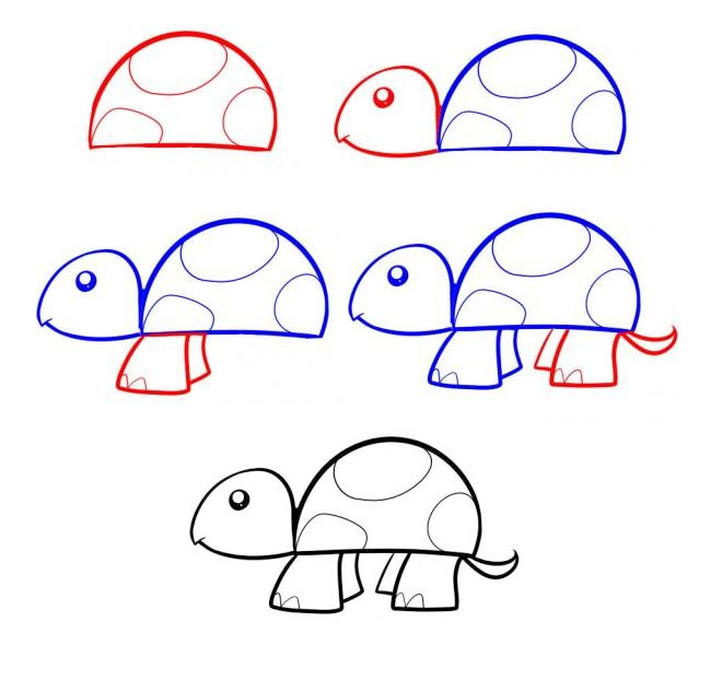 小海龟简笔画步骤图片大全