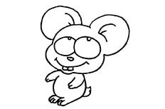 大眼老鼠黑白画 可爱小老鼠简笔画图片