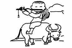 牧童骑牛清明节简笔画图片 牧童骑牛怎么画