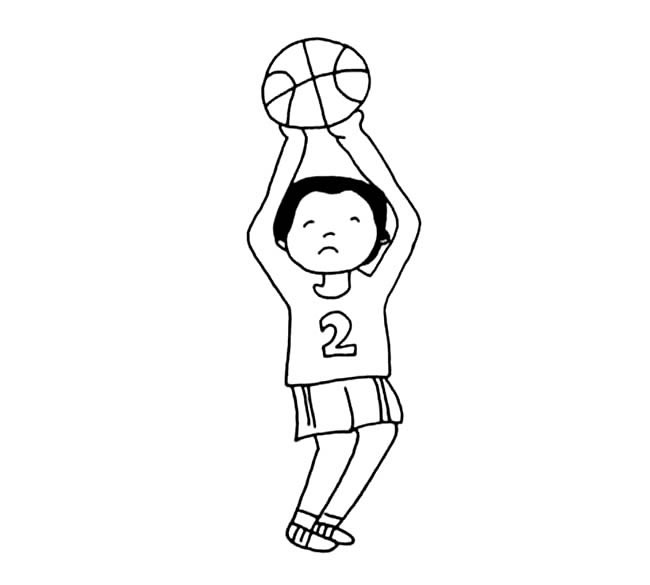 篮球运动员简笔画图片 小朋友投篮怎么画