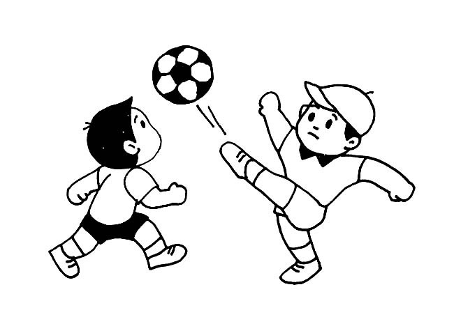 踢足球的两个孩子简笔画图片怎么画