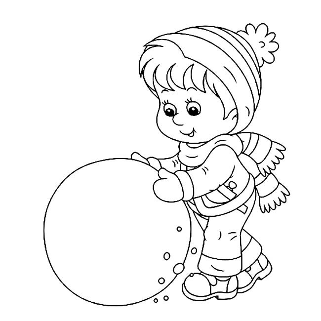 滚雪球的小孩简笔画图片 滚雪球的小孩怎么画