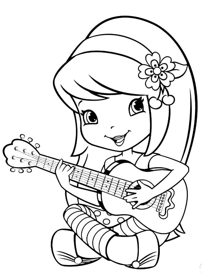 小女孩弹吉他简笔画图片怎么画