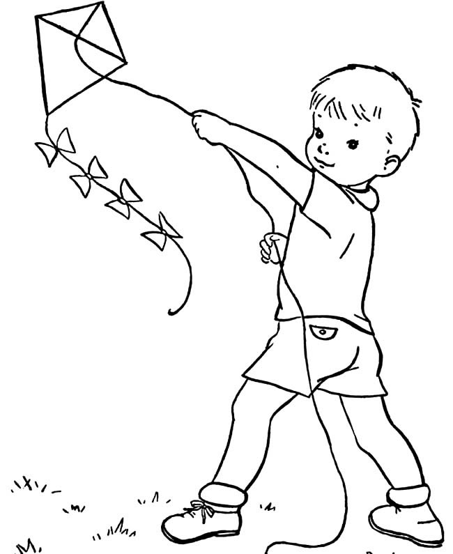 放风筝的小男孩简笔画图片怎么画