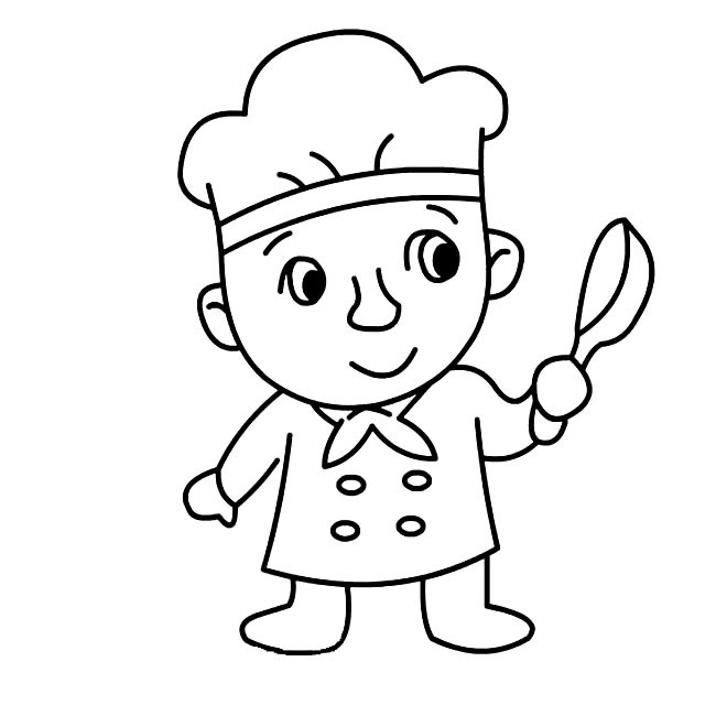 小厨师人物简笔画图片怎么画