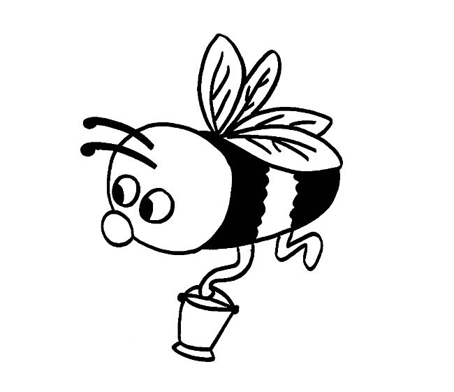 可爱蜜蜂简笔画图片 采蜜的小蜜蜂黑白画