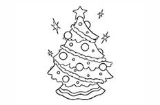 圣诞树简笔画图片 圣诞树装饰黑白画