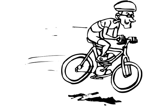 赛车手骑自行车飞奔简笔画图片