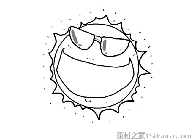 卡通太阳笑脸简笔画图片 酷酷的太阳简笔画
