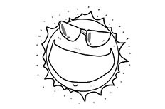 卡通太阳笑脸简笔画图片 酷酷的太阳简笔画