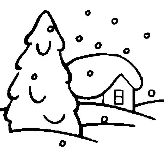 雪景房子简笔画图片 下雪房子怎么画