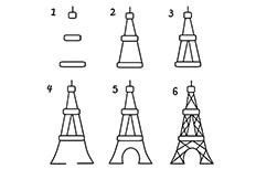 埃菲尔铁塔建筑简笔画步骤图片大全五