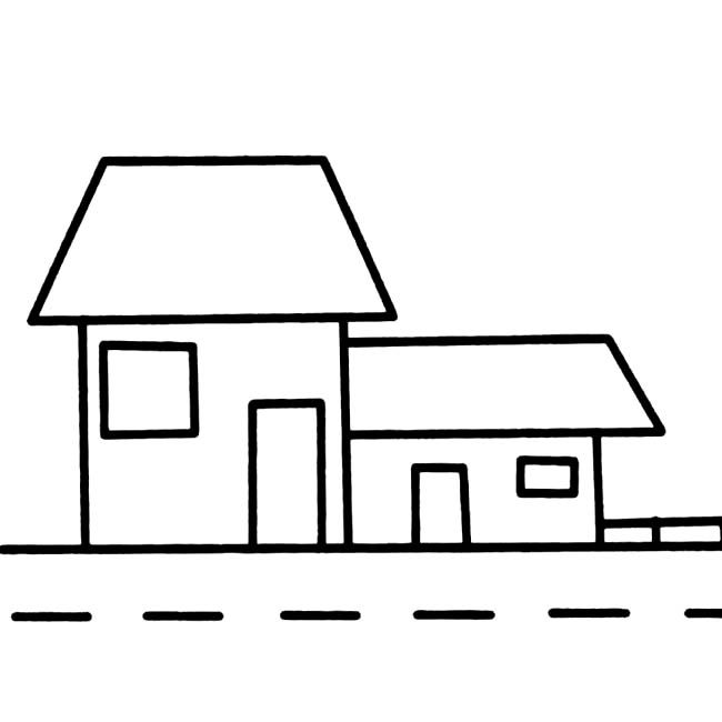 路边小房子简笔画步骤图片 小洋房怎么画
