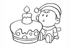 小朋友和生日蛋糕简笔画图片怎么画