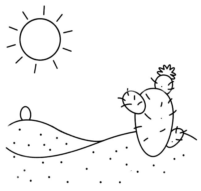 沙漠仙人球怎么画 沙漠风景简笔画图片