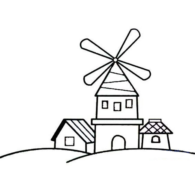 荷兰风车简笔画步 风车怎么画