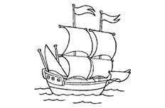 大帆船交通工具简笔画图片 大帆船怎么画