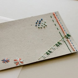 创意明信片设计DIY 刺绣新年贺卡手工制作