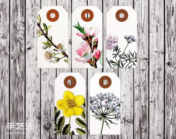 简约分隔卡片设计图片 复古风花卉图案标签
