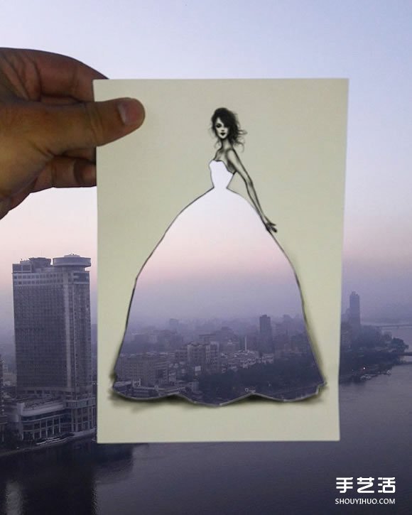 漂亮创意的另类剪纸画 把世界装进裙子