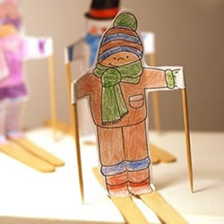 幼儿园溜冰纸片小人DIY 立体的溜冰小人制作