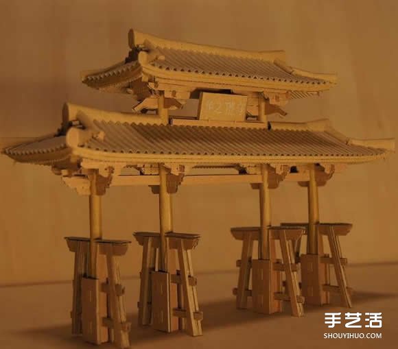 知名日本古建筑物 瓦楞纸制作的纸模型世界