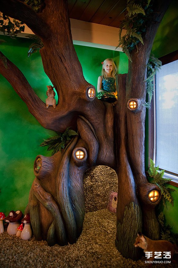 将女儿房间打造成童话森林 动手能力超强的爸爸