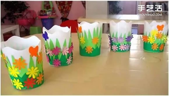 幼儿纸杯花盆的做法教程 一次性纸杯制作花盆