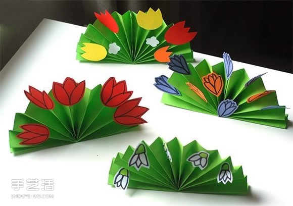 简单折纸花丛的教程 幼儿花圃手工制作图片