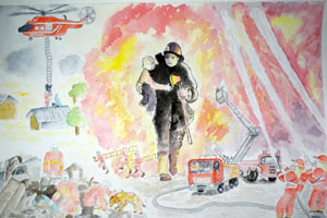 漂亮的消防安全内容绘画手抄报图片