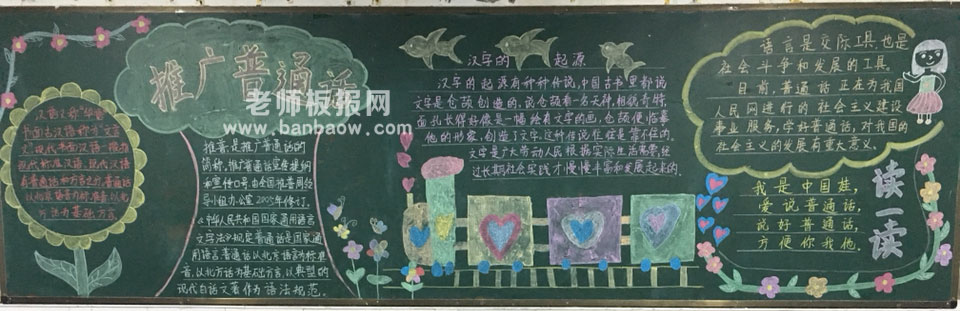 小学六年级毕业班推广普通话黑板报图片