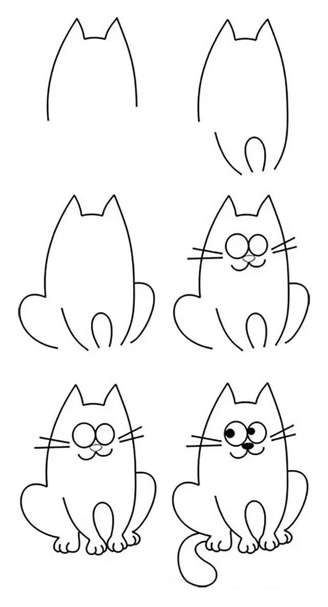 俏皮的猫咪简笔画图片大全 猫咪怎么画