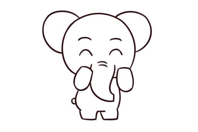 爱笑的卡通大象简笔画步骤图解&#8203;