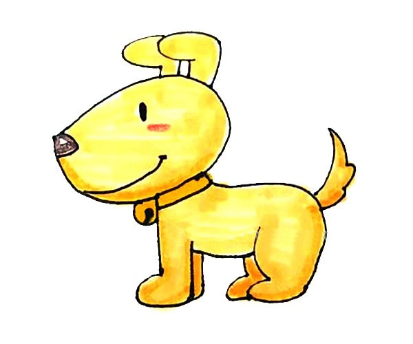 小黄狗简笔画彩色图片 小黄狗怎么画