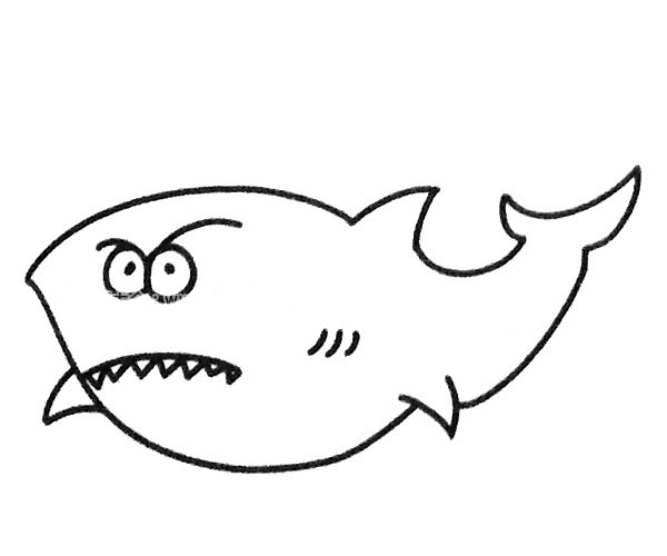 6款卡通鲨鱼简笔画图片 鲨鱼怎么画