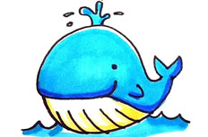 蓝色的鲸鱼简笔画图片 鲸鱼怎么画